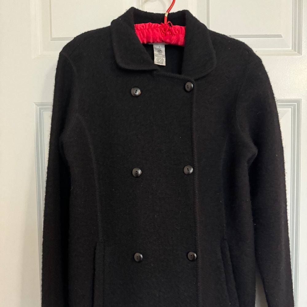 Alfani Double-Breasted Black Wool Jacket - Small